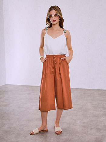 Παντελόνι culotte με λινό SQ7659.1013+2