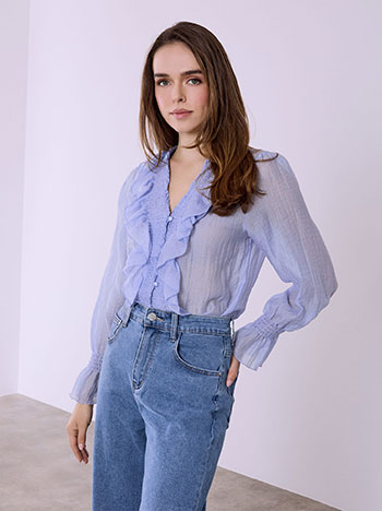 Πουκάμισο ημιδιάφανο με βολάν SQ7693.3190+2