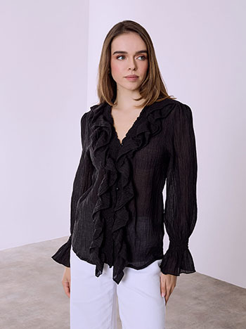 Πουκάμισο ημιδιάφανο με βολάν SQ7693.3190+3