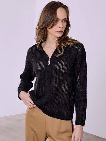 Ζακέτα διάτρητη με κουκούλα SQ7693.5615+3