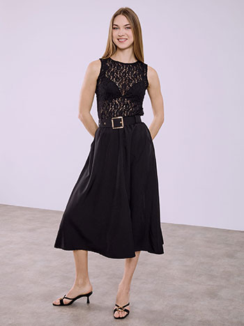 Φούστα μίντι με ζώνη SQ7702.2141+1