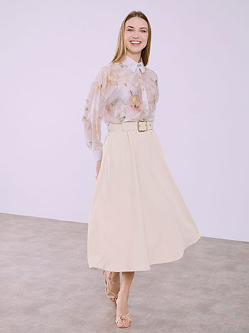 Φούστα μίντι με ζώνη SQ7702.2141+3