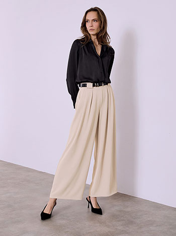 Παντελόνα μονόχρωμη με πιέτες SQ7732.1961+2