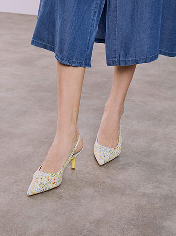 Γόβες slingback εμπριμέ με ιριδίζον εφέ SQ7741.A340+2