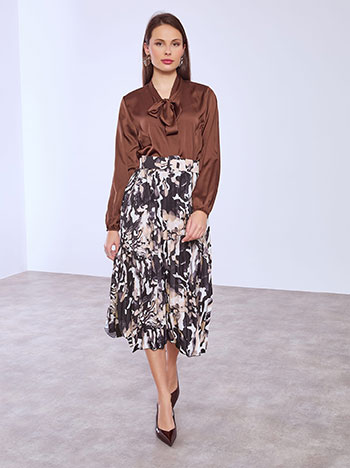 Φούστα πλισέ εμπριμέ με ζώνη SQ7743.2022+1 φωτογραφία