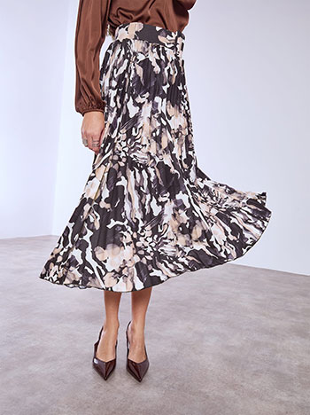 Φούστα πλισέ εμπριμέ με ζώνη SQ7743.2022+1 φωτογραφία