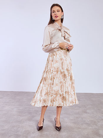 Φούστα πλισέ εμπριμέ με ζώνη SQ7743.2022+2 φωτογραφία