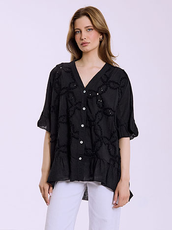 Πουκάμισο βαμβακερό με βολάν SQ7751.3040+3