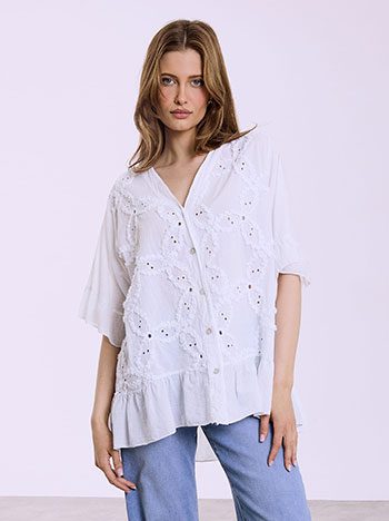 Πουκάμισο βαμβακερό με βολάν SQ7751.3040+1