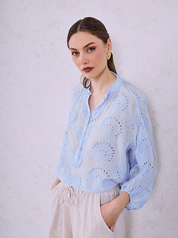 Μπλούζα κεντητή με balloon μανίκι SQ7751.4480+2