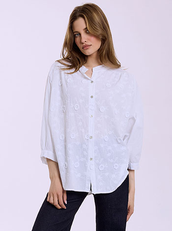 Πουκάμισο βαμβακερό με κεντήματα SQ7807.3009+1