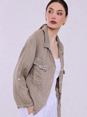 Πουκάμισο λινό με τσέπες SQ7830.3297+2