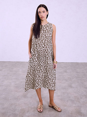 Celestino Φόρεμα Μίντι με Animal Print Sq7830 8473+2 Φορέματα Midi Γυναικεία Ρούχα Μόδα