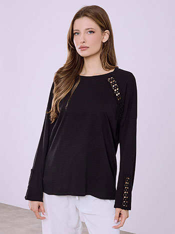 Μπλούζα με πλεκτές κροσέ λεπτομέρειες SQ7834.4659+3