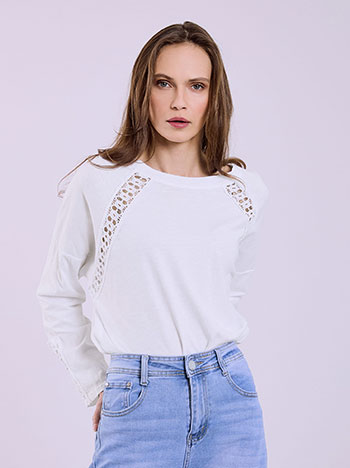 Μπλούζα με πλεκτές κροσέ λεπτομέρειες SQ7834.4659+1