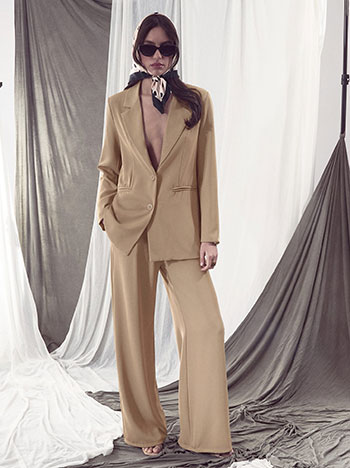 Παντελόνα μονόχρωμη με πιέτες SQ7880.1071+3