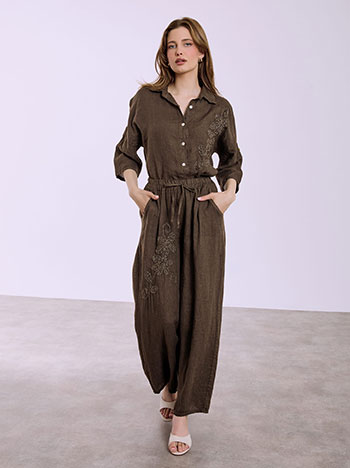 Παντελόνα λινή με κεντητή λεπτομέρεια SQ7945.1375+2