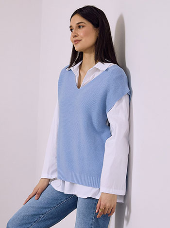 Σετ πουκάμισο και πουλόβερ αμάνικο SQ7945.4287+2