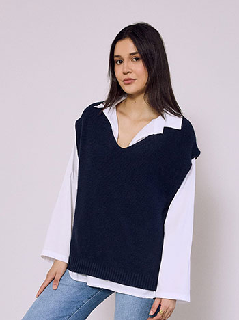 Σετ πουκάμισο και πουλόβερ αμάνικο SQ7945.4287+4