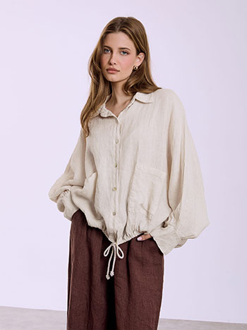 Τζάκετ λινό ασύμμετρο SQ7945.6156+4