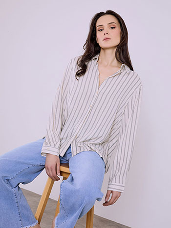 Πουκάμισο ριγέ ασύμμετρο SQ7948.3135+3