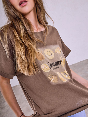 T-shirt με στάμπα κοχύλια SQ7948.4006+2