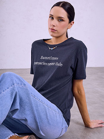 Μπλούζα με λογότυπο από strass SQ7948.4013+3