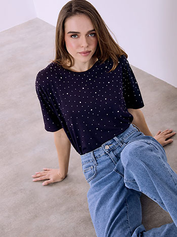 Μπλούζα πλεκτή με strass SQ7948.4203+5