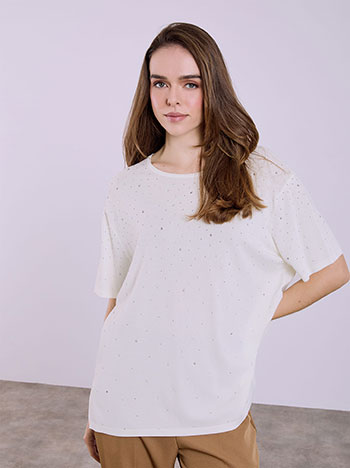 Μπλούζα πλεκτή με strass SQ7948.4203+2