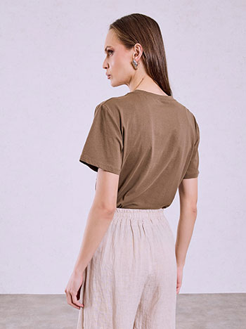 T-shirt μονόχρωμο με strass SQ7948.4678+2