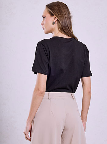 T-shirt μονόχρωμο με strass SQ7948.4678+3