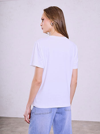 T-shirt μονόχρωμο με strass SQ7948.4678+1
