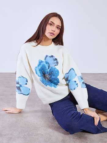 Πουλόβερ με strass και πέρλες SQ7948.4983+2