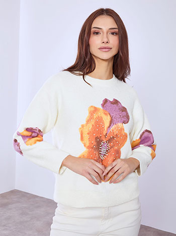 Πουλόβερ με strass και πέρλες SQ7948.4983+3