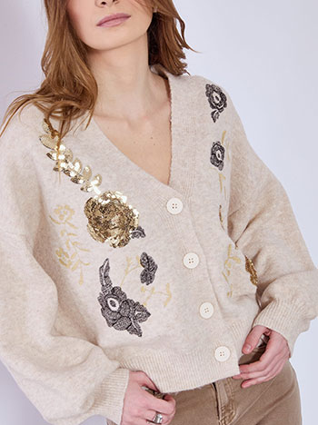 Ζακέτα πλεκτή με παγιέτες SQ7948.5074+7