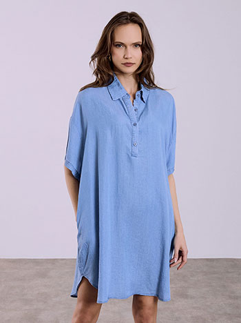 Φόρεμα μίνι ασύμμετρο με denim όψη SQ7948.8262+1