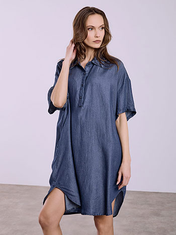 Φόρεμα μίνι ασύμμετρο με denim όψη SQ7948.8262+2