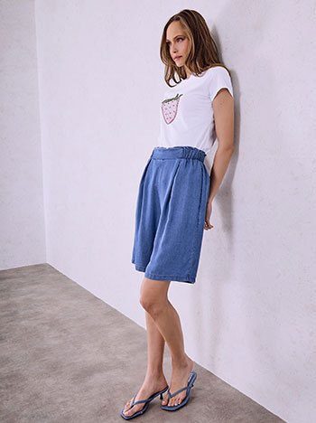  T-shirt με στάμπα φράουλα με strass SQ7958.4010+3 - 4