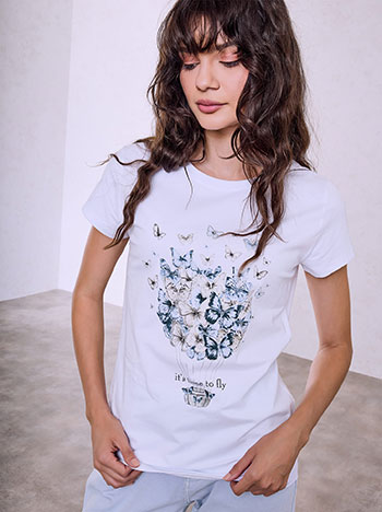 T-shirt με στάμπα πεταλούδες SQ7958.4390+2