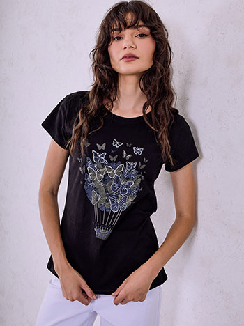 T-shirt με στάμπα πεταλούδες SQ7958.4390+1
