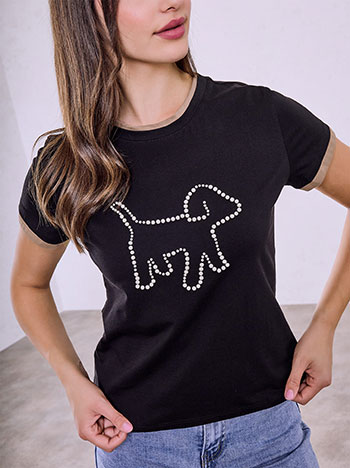Celestino T-Shirt με Σκυλάκι Απο Πέρλες Sq7958 4625+2 Μπλούζες T-Shirts Γυναικεία Ρούχα Μόδα