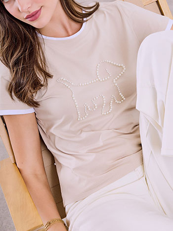 Celestino T-Shirt με Σκυλάκι Απο Πέρλες Sq7958 4625+3 Μπλούζες T-Shirts Γυναικεία Ρούχα Μόδα