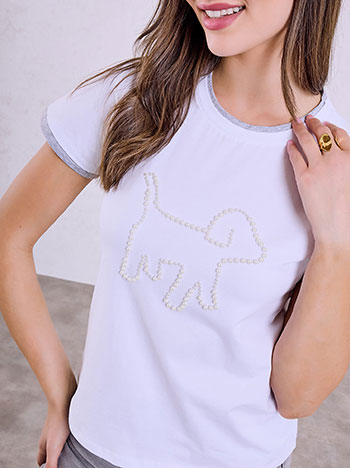 T-shirt με σκυλάκι απο πέρλες SQ7958.4625+1