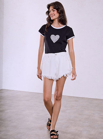  T-shirt με καρδιά απο strass SQ7958.4750+2 - 4