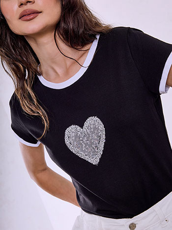 T-shirt με καρδιά απο strass SQ7958.4750+2 - 5