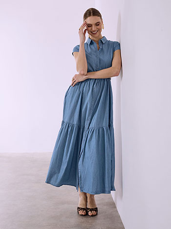 Celestino Φόρεμα σεμιζιέ βαμβακερό με ζώνη SQ7999.8553+1