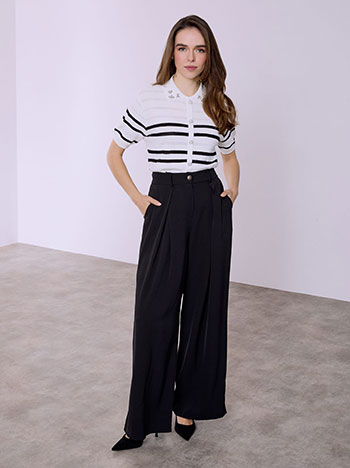 Παντελόνα μονόχρωμη με πιέτες SQ8011.1555+1