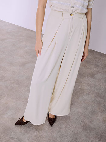 Παντελόνα μονόχρωμη με πιέτες SQ8011.1555+3