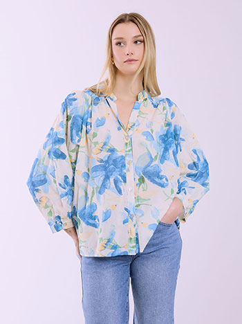 Πουκάμισο ασύμμετρο φλοράλ SQ8011.3258+2
