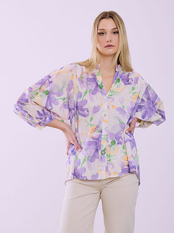 Πουκάμισο ασύμμετρο φλοράλ SQ8011.3258+3